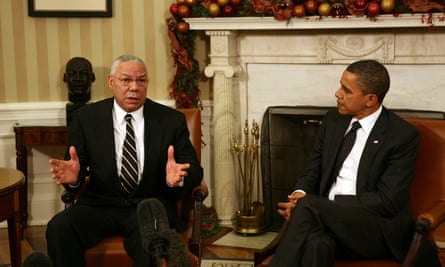 Powell meets President Barack Obama at the White House in 2010. During the 2008 election Powell hailed Obama as a ‘transformational figure’.