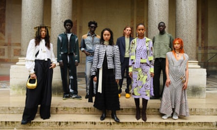 Models wearing designs by Internation Woolmark prize finalists this week in Paris.