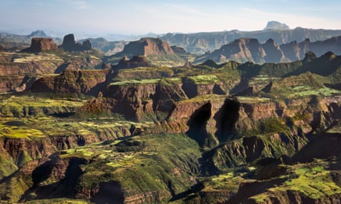 Ethiopia, Amhara Region, Simien mountains on sunny day.