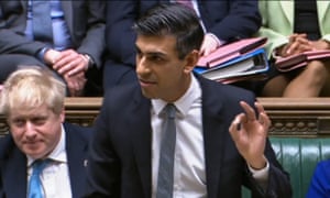 Britain's chancellor, Rishi Sunak, presents the spring budget statement to MPs