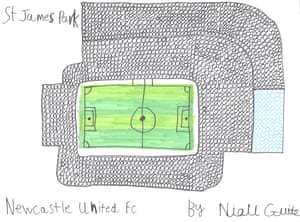 St James’ Park / Newcastle United F.C. stadium drawing by Niall Guite.