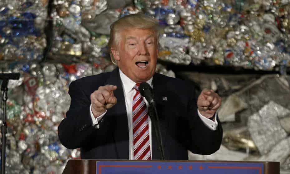 Donald Trump on the campaign trail in June at a metals recycling facility in Monessen, Pennsylvania
