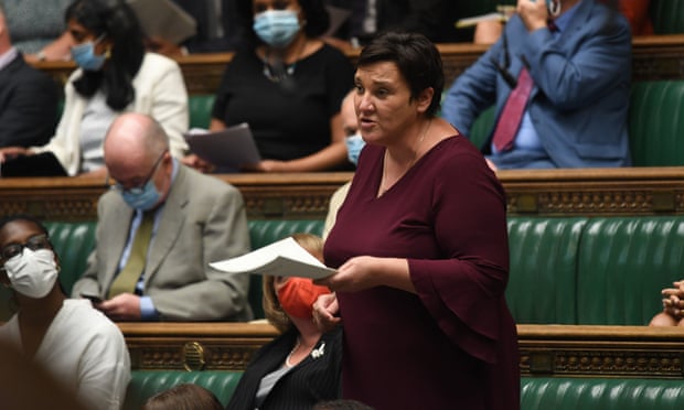 Tonia Antoniazzi, holding a report, speaks in Parliament