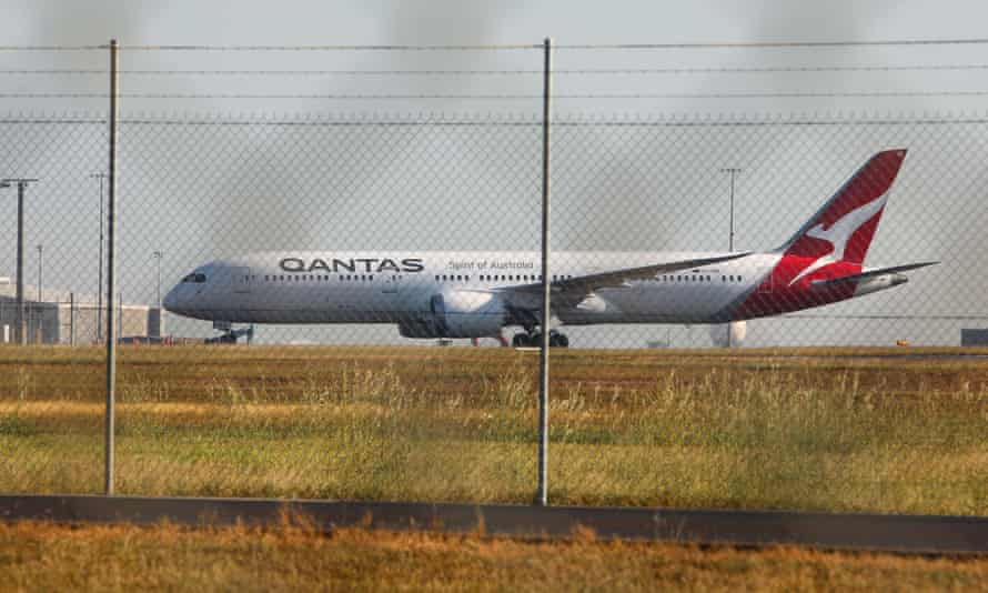 A Qantas repatriation flight from New Delhi lands at the RAAF base in Darwin on Saturday