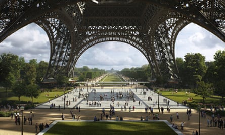 An artist’s sketch of the Eiffel Tower plans