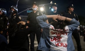 Police officers confront protesters near New York’s Union Square Saturday May 30, 2020, as they demonstrate against the the death of George Floyd. Protests were held throughout the country over the death of Floyd, a black man who died after being restrained by Minneapolis police officers on May 25. (AP Photo/Craig Ruttle)