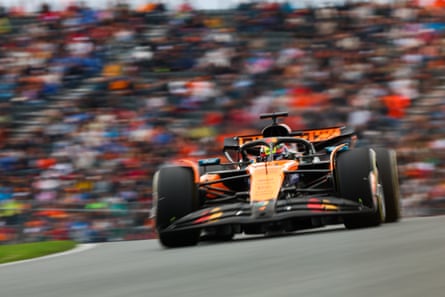 Oscar Piastri of Australia driving the McLaren during practice at Circuit Zandvoort.
