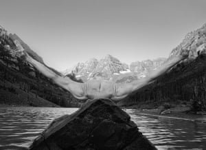 Maroon Bells Sunrise, Aspen, Colorado, 2012Whether he is working along lakes hores or beaches, in cities or forests, from majestic mountain tops or buried in the snow, Minkkinen aims to create a balance between the naked human form and the natural and urban worlds wherein we exist, re- minding us that we are foremost beings without clothes.