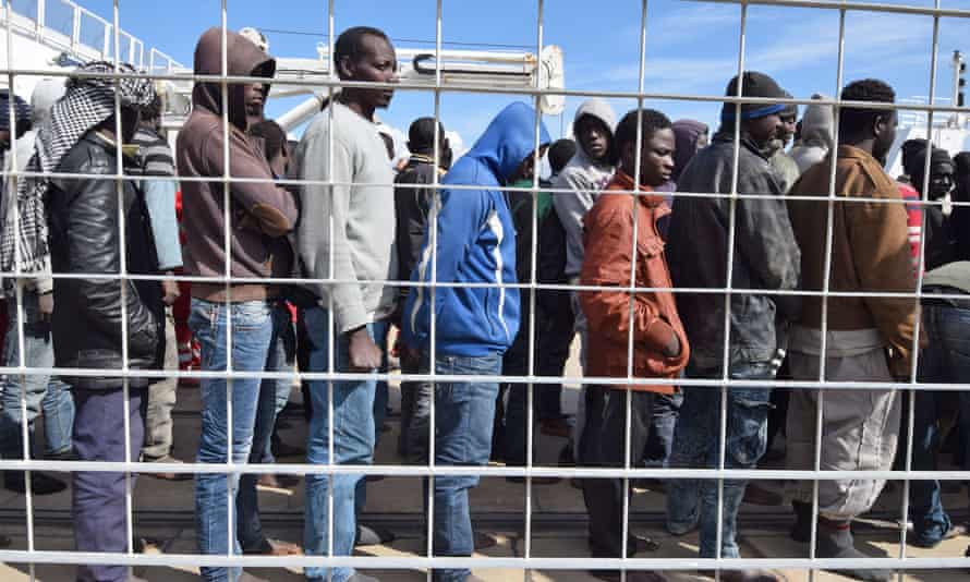 Migrants and refugees arrive at the port of Messina, Sicily