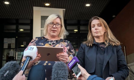 The solicitors for Frankie Jules-Hough’s family, Rose Gibson-Harper (left) and Polly Herbert (right), read a statement outside Minshull Street crown court, Manchester.