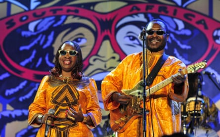 Amadou and Mariam performing in Johannesburg, South Africa, to mark the 2010 World Cup.