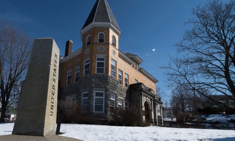 US-CANADA-BORDERPROJECT2017<br>The Haskell Free Library and Opera House straddles the US/Canada border on February 28, 2017, in Stanstead, Quebec and Derby Line, Vermont. The library has two different entrances and two different addresses. / AFP / Don EMMERT (Photo credit should read DON EMMERT/AFP/Getty Images)