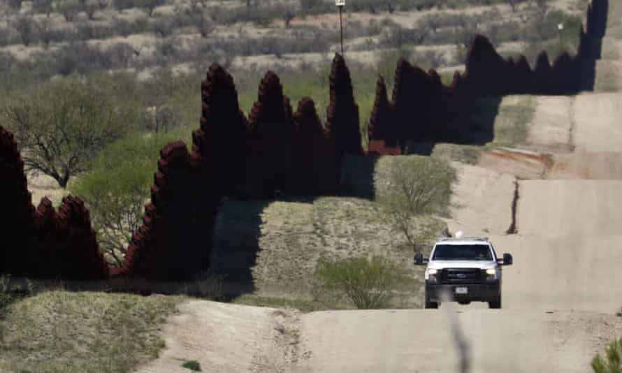 A border patrol agent patrols near Nogales, Arizona on 10 April 2018.