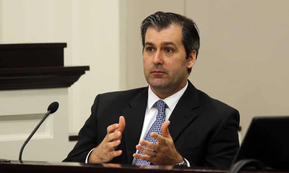 Former North Charleston police officer Michael Slager testifies during his 2016 state murder trial in Charleston, South Carolina, which ended in a mistrial.