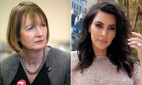 Harriet Harman (left) has defended Kim Kardashian posting nude selfies online.