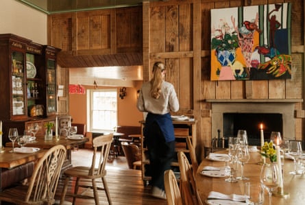 Dining area in an old wooden pub