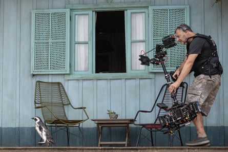 Filming on the set of My Penguin Friend