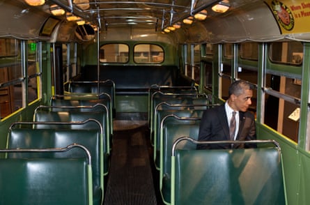 Obama Visits on the Rosa Parks bus at the Henry Ford Museum in Michigan in 2012.