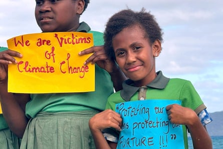 Schoolchildren from the Suango Mele primary and secondary school, located in the village of Mele, north of the Vanuatu capital of Port Vila