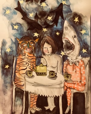 Tiger, Shark and Me sit down for tea