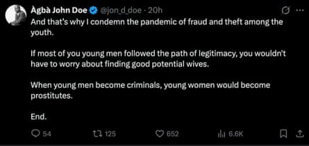 And that's why I condemn the pandemic of fraud and theft among the youth. If most of you young men followed the path of legitimacy, you wouldn't have to worry about finding good potential wives. When young men become criminals, young women would become prostitutes. End.