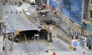 Sinkhole Spanning Four Lane Road Swallows Van In Ottawa