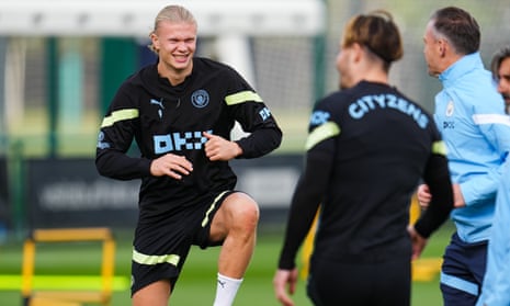 Erling Haaland during Manchester City training.