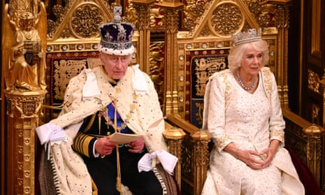 King Charles reads the king's speech as Queen Camilla sits next to him in parliament