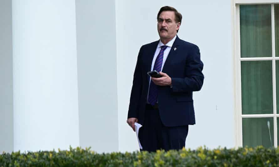 Mike Lindell, chief executive of My Pillow, stands outside the West Wing of the White House. Photograph: Erin Scott/Reuters