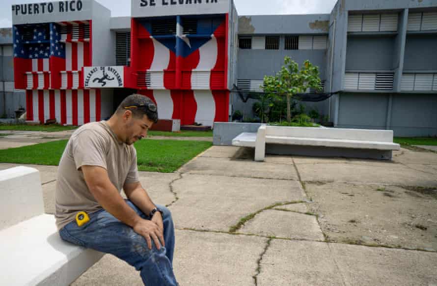 Inmate Joseph Villalobos sits in the yard in the Bayamón correctional complex.