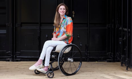 Rachel Wallach from Disrupt Disability, in one of her prototype wheelchairs.