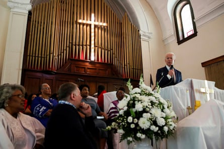 Former vice-president Joe Biden speaks during a commemoration ceremony for the 55th anniversary of the Bloody Sunday march at Brown Chapel AME Church in Selma on Sunday.