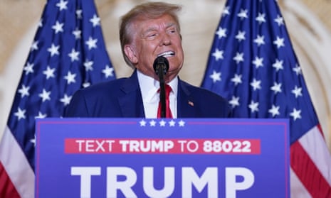  Donald Trump speaks at his Mar-a-Lago estate on 4 April in Palm Beach, Florida.