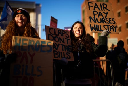 Nurses on the picket line at Leeds General Infirmary.