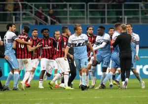 Milan and Lazio players after the game.