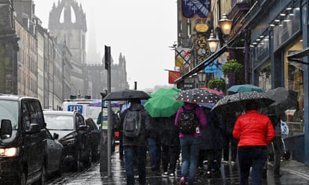 A sea of umbrellas in Edinburgh.