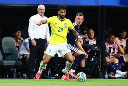 Lucas Paquetá control the ball during Brazil’s World Cup win against Scotland.