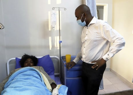 Nelson Chamisa, the Zimbabwean opposition leader, visits an activist at a local hospital in Harare last Friday, after she went missing and reappeared.