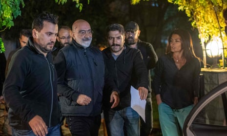 Ahmet Altan (centre) is detained again on 12 November 2019 in Istanbul.