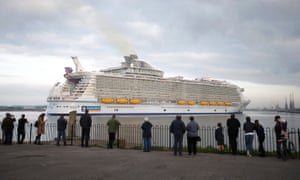 The world's largest cruise ship, Harmony of the Seas arrives in port for the first time in Southampton