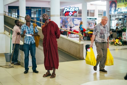 Buddharakkhita in a shopping mall in Kampala