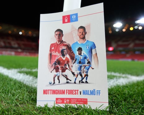Matchday programme prior to kick off during the Europa league match between Nottingham Forest and Malmo FF at City Ground in Nottingham.