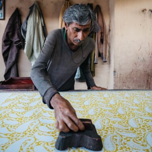 Wood-block printing at a Jaipur workshop.