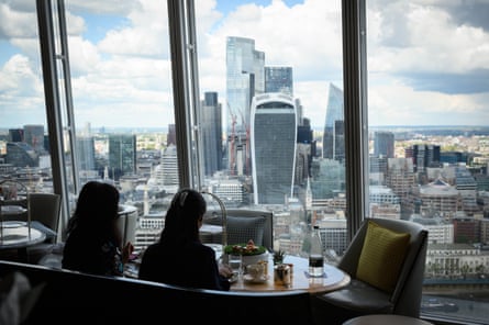 Guests enjoy their meal at Tang Restaurant inside London's Shangri-La Hotel, The Shard in 2021