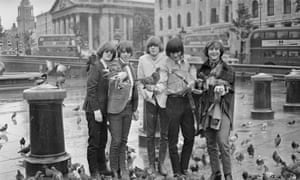Byrds of a feather … Gene Clark (second right) with the Byrds in an overliteral London photoshoot in August 1965.