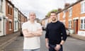 Steve Gallant, 47, and Darryn Frost, 43: they are standing in the middle of a residential street of two-storey brick terrace houses in Northampton. Gallant is bald and wears a white Ben Sherman polo shirt; Frost has short light brown hair and a neat beard and wears a black sweater and jeans.