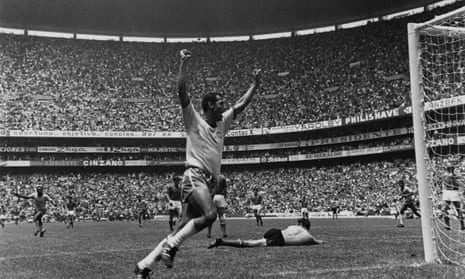 Brazil’s Carlos Alberto celebrates after scoring his unforgettable goal against Italy in the 1970 World Cup final.