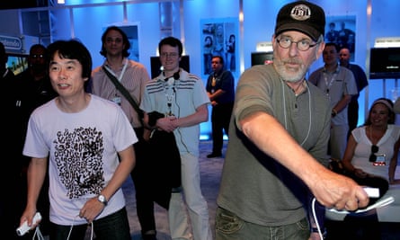 Miyamoto, left, with Steven Spielberg in 2006.