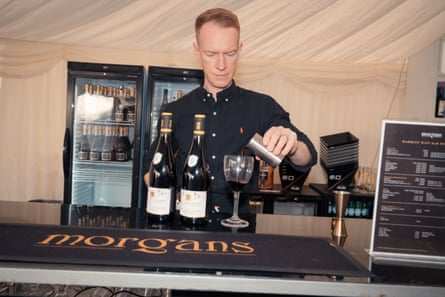 A bartender makes drinks