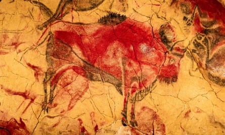 A bison is depicted in a painting in the Altamira cave, in the historic town of Santillana del Mar, Cantabria.